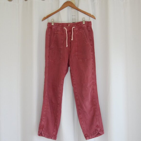 Anthro Pilcro Dusty Rose Cotton/Lyocell Straight Leg Drawstring Slouchy Pants S - Picture 2 of 9